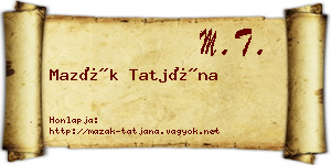 Mazák Tatjána névjegykártya